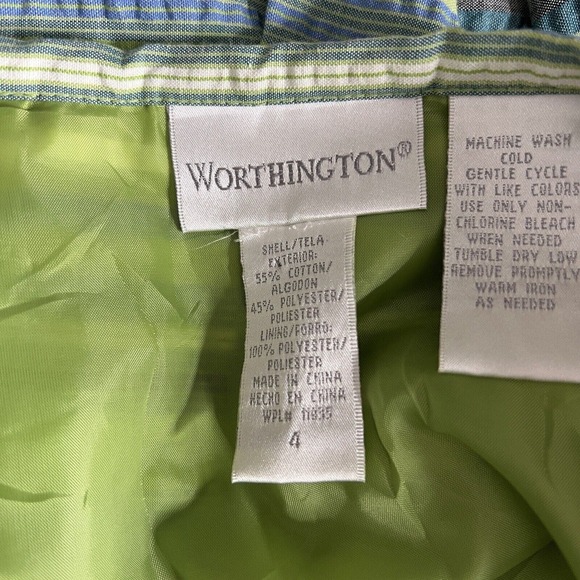 Worthington Skirt Womens 4 Pink‎ Green Blue Stripe A-Line Skirt Casual Office - Picture 7 of 8